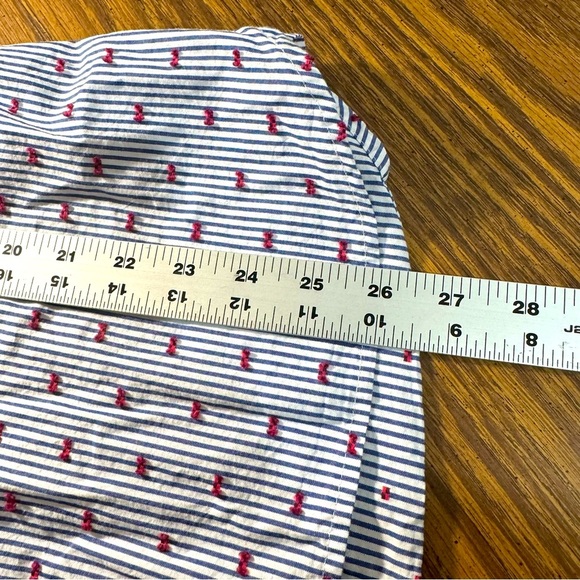 GAP women’s blue striped button down shirt with tiny pink bows - Picture 8 of 8